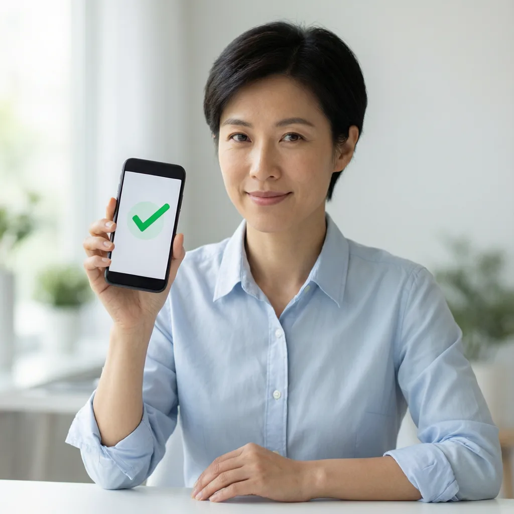 用户正在手机上检查兔优选账户状态,背景干净明亮